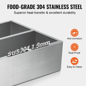 maple syrup evaporator pan, 47 gallon, 683 cups of 8.8oz maple syrup, flat evaporator pan with thermometer, 1 valve and 3 heating methods, 304 stainless steel maple syrup pan for home, outdoor