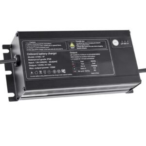 marine battery charger, 1 bank, 10a 12v onboard boat charger, ip68 waterproof smart on board battery charger, for lithium ion (lifepo4), ncm, lead acid batteries, large boat, yacht, rv, trailer
