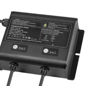 marine battery charger, 2 bank, 5a 12v onboard boat charger, ip68 waterproof smart on board battery charger, for lithium ion (lifepo4), ncm, lead acid batteries, large boat, yacht, rv, trailer