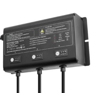 Marine Battery Charger, 3-Bank, 5A 12V Onboard Boat Charger, IP68 Waterproof Smart On-Board Battery Charger, for Lithium-Ion (LiFePO4), NCM, Lead-Acid Batteries, Large Boat, Yacht, RV, Trailer