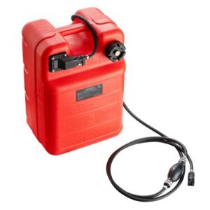 marine tank, 6.34 gallon/24 l marine portable tank outboard marine boat transfer tank with 9.8ft hose, gauge for outboard engine boats, yacht, fishing boat, deck boat, red