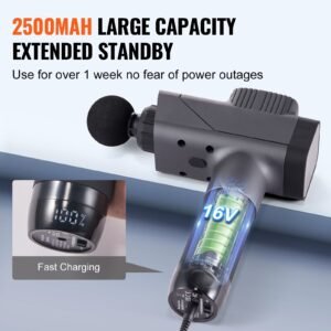 massage gun deep tissue, percussion muscle massager for athletes with 8 speed levels & 6 massage heads, 16v 2500mah batteries, handheld massage gun for pain relief, muscle relaxation