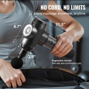 massage gun deep tissue with 9 speed levels & 6 massage heads, 24v 2500mah batteries, percussion muscle massager for athletes, handheld electric massage gun for pain relief, muscle relaxation