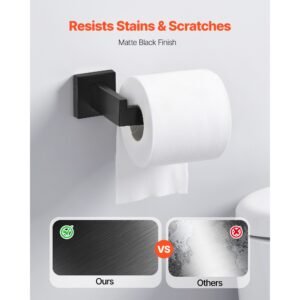 matte black bathroom hardware set 5 pieces bathroom accessories set stainless steel 16 inch towel bar towel rack 2 robe towel hooks toilet paper holder for bath room wall mounted 4.jpg