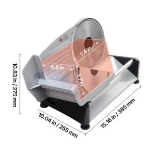 meat slicer, 7.5 inch 200w electric deli slicer machine with sus420 blade, 0 0.6 inch adjustable thickness, etl certified home food slicer for meat, ham, baguett, steak