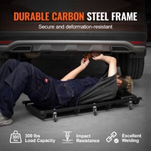 mechanic garage creeper, 40 inch, 300 lbs capacity automotive rolling creeper with 6 casters adjustable cushioned headrest, heavy duty steel frame low profile for garages, repair shops, and diy