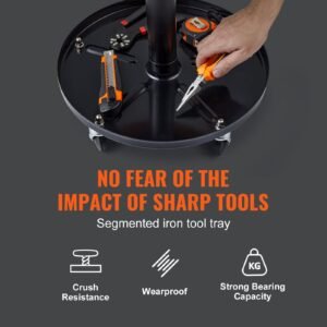 mechanic stool, 250 lbs rolling pneumatic creeper garage/shop seat, adjustable height 22 in 28 in padded rolling workshop stool with tool tray, for garage, shop, auto repair, black+orange