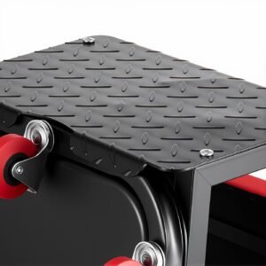 mechanic stool, 300 lbs capacity garage seat/work stool with wheels, 360° swivel rolling workshop stool with tool tray, mechanics creeper seat/step stool, for garage, shop & auto repair, black