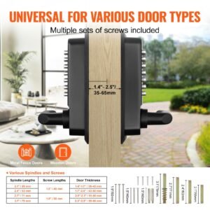 mechanical keyless entry door lock, 14 digit keypad, double sided embedded outdoor gate door locks set with handle and keypad, water proof zinc alloy, easy to install, for yard, garden, garage