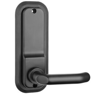 mechanical keyless entry door lock, 14 digit keypad, embedded outdoor gate door locks set with keypad and handle, water proof zinc alloy, easy to install, for garden, garage, yard, storage shed