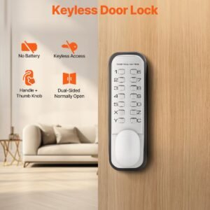 mechanical keyless entry door lock, 14 key mechanical door lock, mechanical keypad door knob, single side stainless steel waterproof keyless gate lock, for home office outdoor fence garage yard