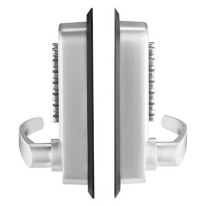 mechanical keyless entry door lock, 14 key mechanical door lock, mechanical keypad door lock with handle, double sided stainless steel waterproof keyless gate lock, for home office yard, sliver