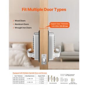 mechanical keyless entry door lock, 14 key mechanical door lock, mechanical keypad door lock with handle, double sided stainless steel waterproof keyless gate lock, for home office yard, sliver