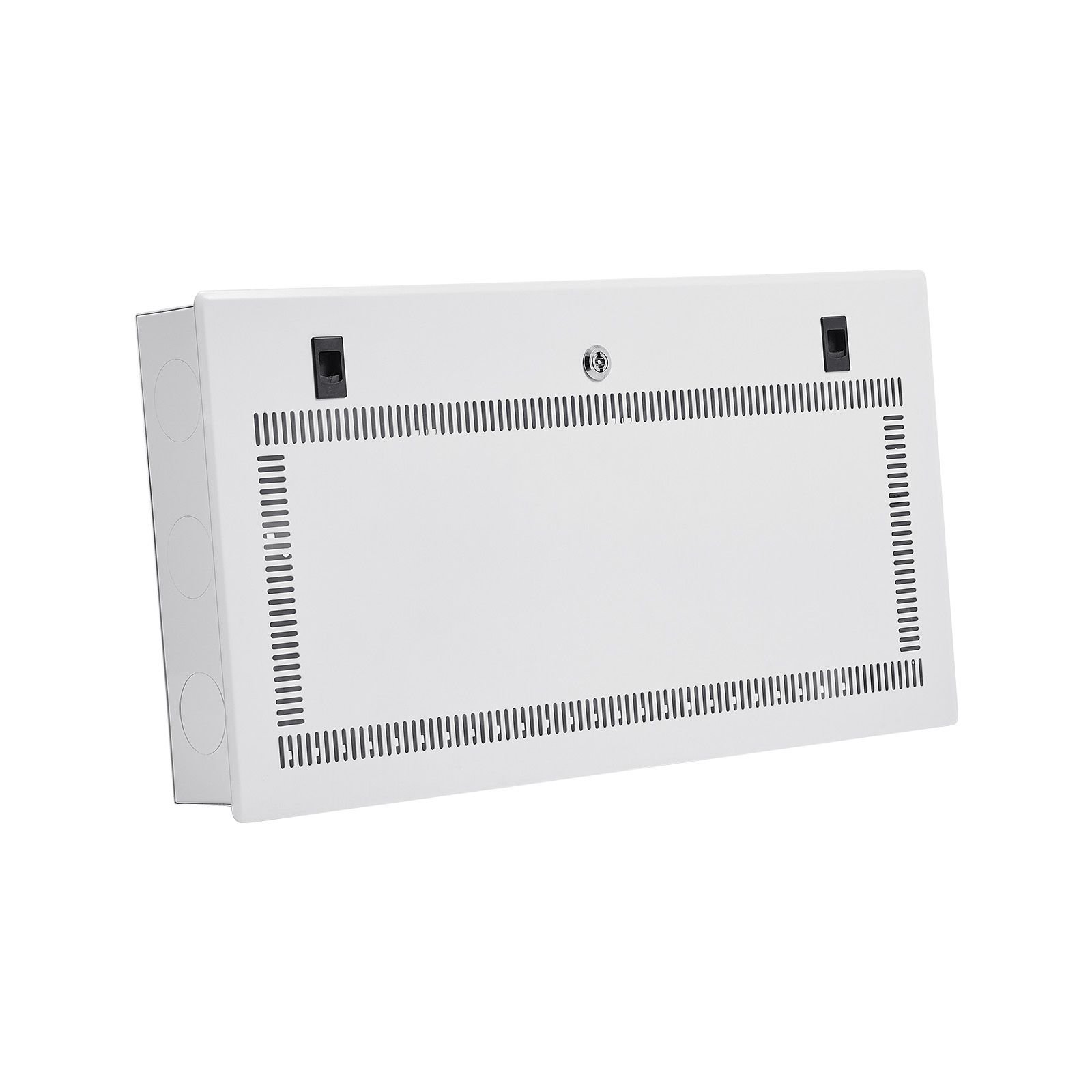 media enclosure, 28 inch, structured media center with vented hinged door, cable management box, structured wiring multi media cabinet, recessed electrical media box, for network distribution