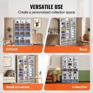 media storage cabinet, 9 layer dvd shelf holds up to 756 cds, adjustable cd shelves 27 compartments, protects & organizes music, movie, video games or memorabilia collections,white
