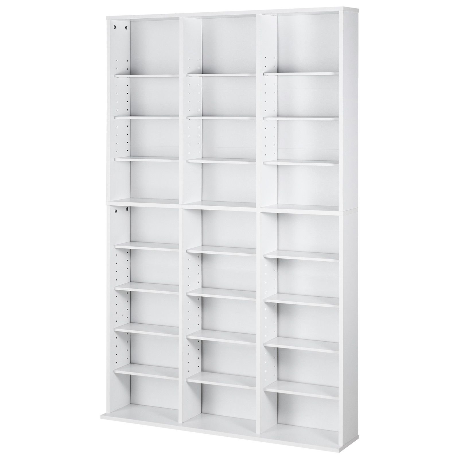 media storage cabinet, 9 layer dvd shelf holds up to 756 cds, adjustable cd shelves 27 compartments, protects & organizes music, movie, video games or memorabilia collections,white