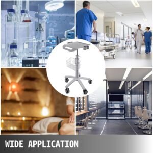 medical cart, salon cart with wheels, mobile trolley cart 26.77" 42.91" height adjustable, metal salon stations for hair stylist, rolling desktop lab cart for clinic, beauty and salon