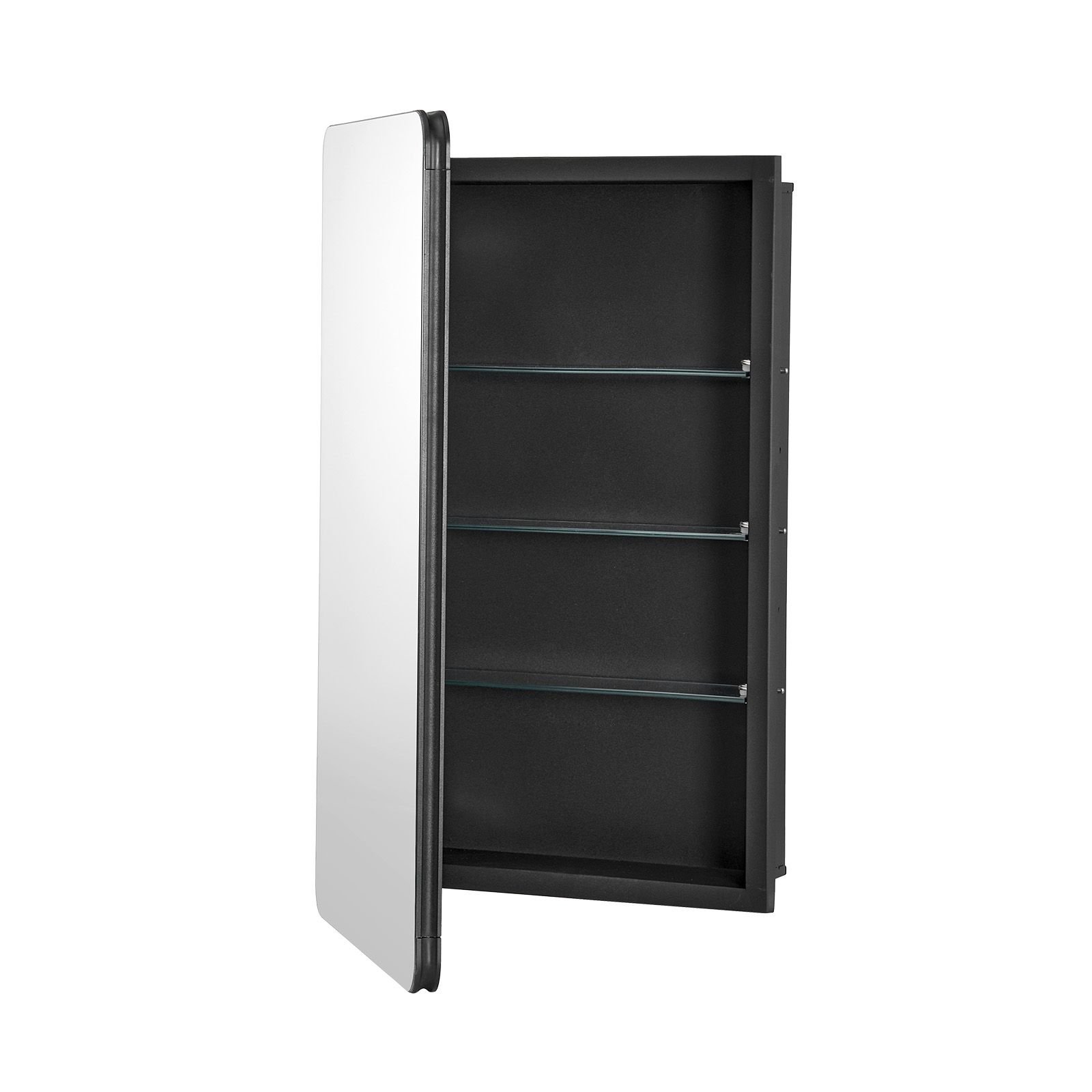 medicine cabinet, 16 x 24 inch, medicine cabinet for bathroom with mirror, aluminum frame bathroom wall cabinet, 2 layer adjustable shelves, recessed & wall mounted installation
