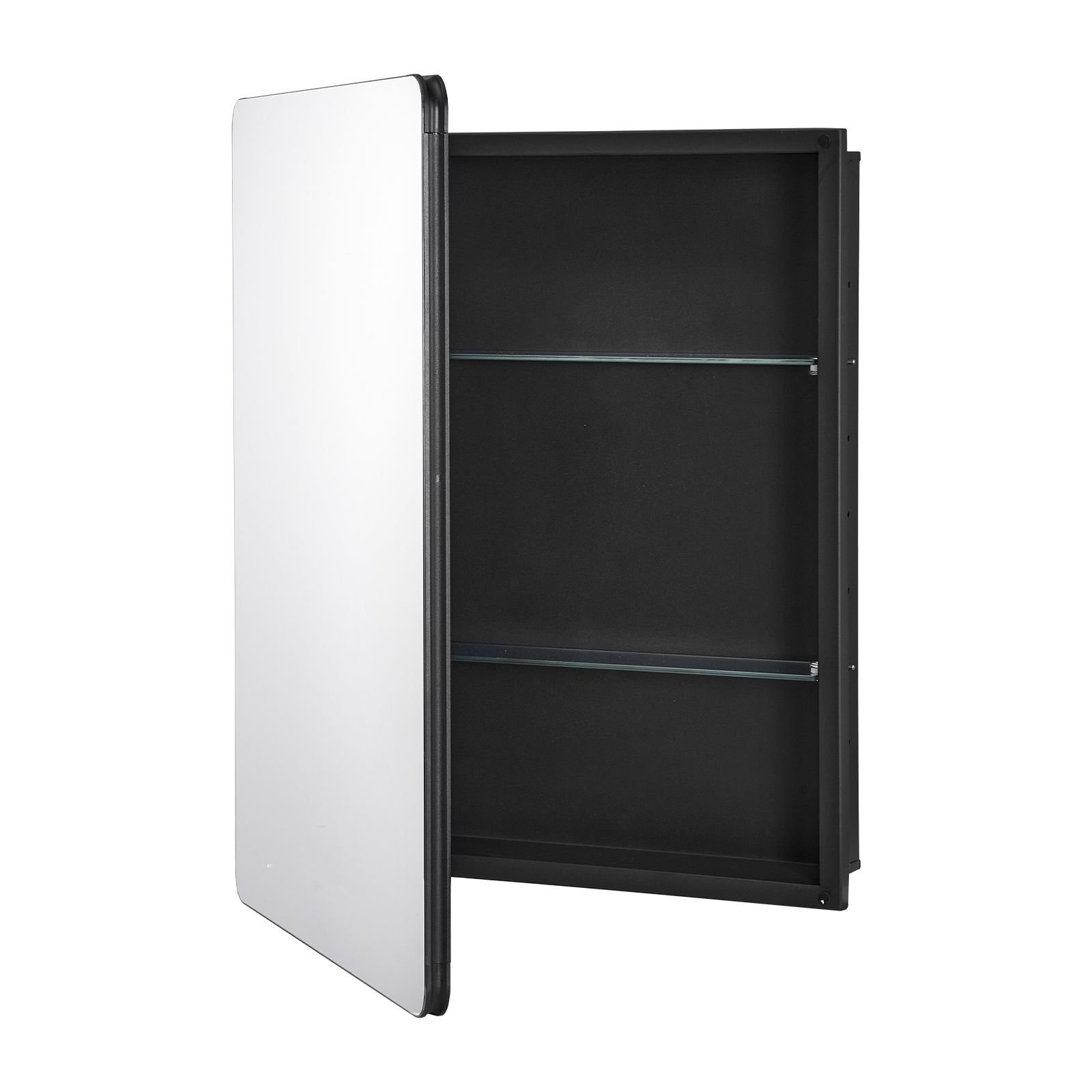 medicine cabinet, 24 x 30 inch, medicine cabinet for bathroom with mirror, aluminum frame bathroom wall cabinet, 2 layer adjustable shelves, recessed & wall mounted installation