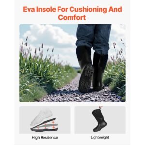 men's rubber boots, protective footwear, waterproof anti slip hunting boots, gardening insulated mud boots, protective footwear, lightweight & durable, for manufacturing, farming, size 12 us
