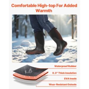 men's steel toe rubber boots, protective footwear, waterproof rain fishing boots, outdoor non slip work shoes, lightweight and durable, for manufacturing, construction, farming, size 12 us