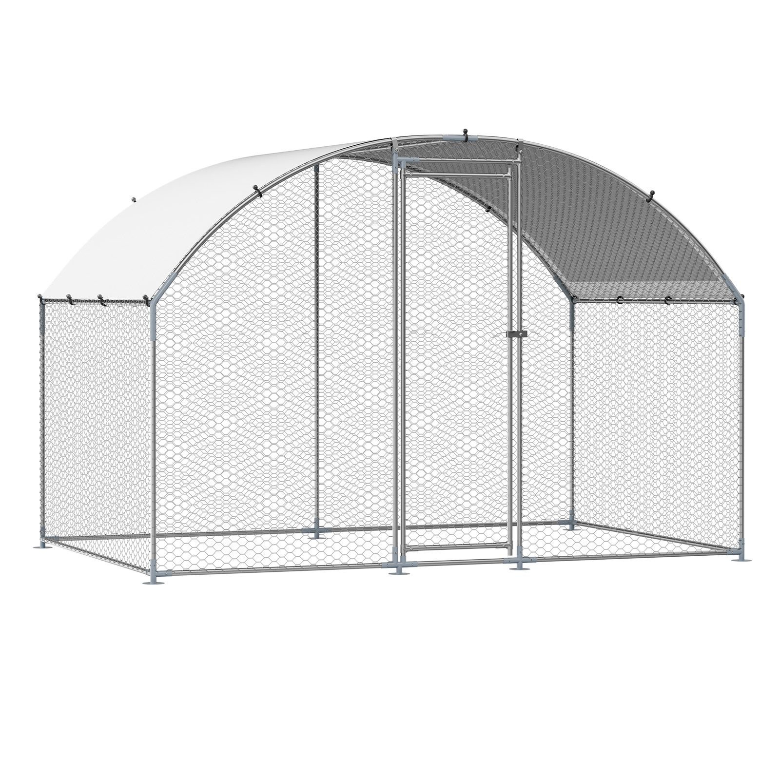 metal chicken coop, 9.8x6.5x6.5ft large walk in chicken runs with cover, doom roof hen house enclosure with security lock, outdoor duck rabbit cage poultry pen for backyard, farm, yard