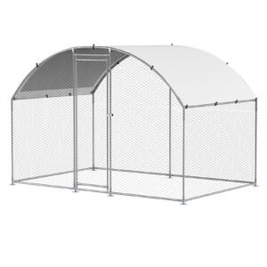 metal chicken coop, 9.8x6.5x6.5ft large walk in chicken runs with cover, doom roof hen house enclosure with security lock, outdoor duck rabbit cage poultry pen for backyard, farm, yard