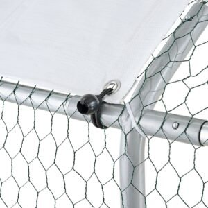 metal chicken coop, 9.8x6.5x6.5ft large walk in chicken runs with cover, doom roof hen house enclosure with security lock, outdoor duck rabbit cage poultry pen for backyard, farm, yard