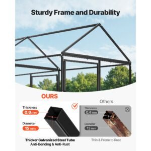 metal chicken coop for 6 8 chickens, 3.3 x 9.8 x 3.3 ft, small chicken cage with waterproof cover & 3 doors, spire roof poultry run compatible with wooden coops, for rabbit hen goose duck