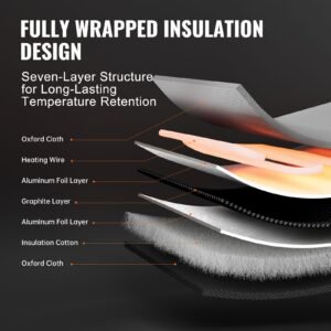 metal drum heater, 250 watt, pail heating band for 5 gallon barrel, 0 145fahrenheit adjustable with independent thermostat, waterproof oxford fabric high efficiency grease keg heater, fcc listed