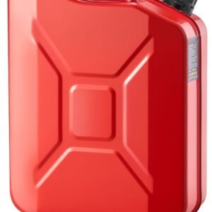 metal fuel container, 5.3 gallon, fuel jerry can with spout and comfort handle, 6 l/min max flow rate, leakproof & corrosion resistant metal gas tank most cars motorcycle atv utv, red, 2 packs