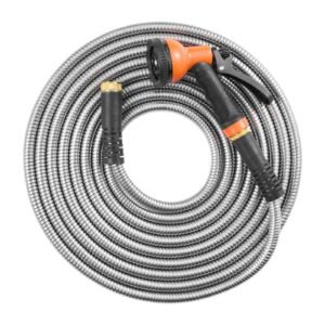metal garden hose 150 ft, rust proof stainless steel water hose, heavy duty backyard hose with 10 function nozzle, no kink & flexible water pipe, lightweight metal hose for yard, outdoor