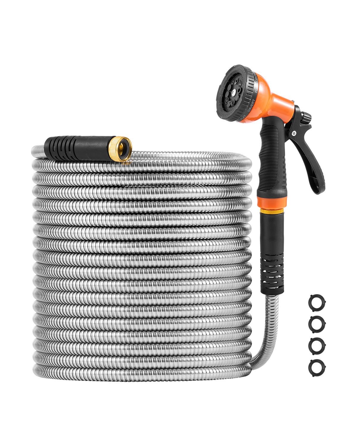 metal garden hose 200 ft, rust proof stainless steel water hose, heavy duty backyard hose with 10 function nozzle, no kink & flexible water pipe, lightweight metal hose for yard, outdoor