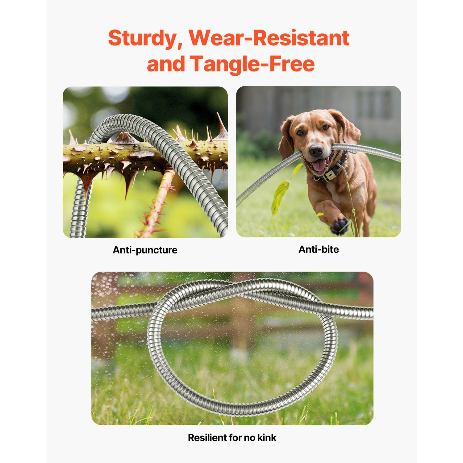 metal garden hose 25 ft, rust proof stainless steel water hose, heavy duty backyard hose with 10 function nozzle, no kink & flexible water pipe, lightweight metal hose for yard, outdoor