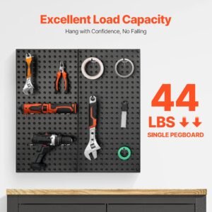 metal pegboard panels, 24" x 12" pegboard, 2 panels, heavy duty peg board wall organizer with accessories, for living room garage tool storage office organization craft room kitchen home, black