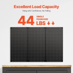 metal pegboard panels, 24" x 12" pegboard, 3 panels, heavy duty steel peg board wall organizer, for living room garage tool storage workbench office organization craft room kitchen home, black