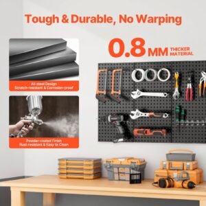 metal pegboard panels, 24" x 12" pegboard, 3 panels, heavy duty steel peg board wall organizer, for living room garage tool storage workbench office organization craft room kitchen home, black