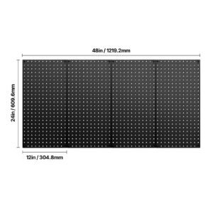 metal pegboard panels, 24" x 12" pegboard, 4 panels, heavy duty peg board wall organizer with accessories, for living room garage tool storage office organization craft room kitchen home, black