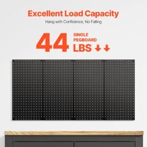 metal pegboard panels, 24" x 12" pegboard, 4 panels, heavy duty steel peg board wall organizer, for living room garage tool storage workbench office organization craft room kitchen home, black
