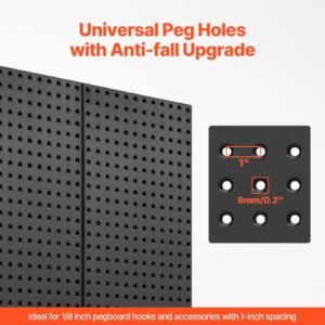metal pegboard panels, 24" x 12" pegboard, 4 panels, heavy duty steel peg board wall organizer, for living room garage tool storage workbench office organization craft room kitchen home, black