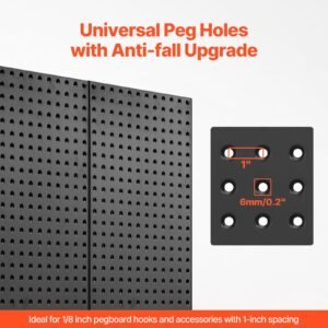 metal pegboard panels, 32" x 16" pegboard, 2 panels, heavy duty steel peg board wall organizer, for living room garage tool storage workbench office organization craft room kitchen home, black
