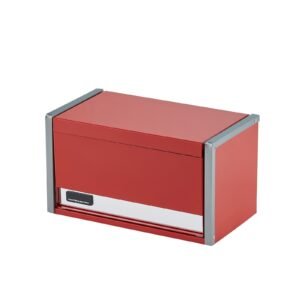 metal tool box, 8.6 inch, portable metal tool box with 3 drawers, small tool chest with eva liners and pp feet pads, heavy duty steel with ball bearing opening and powder coated finish, red