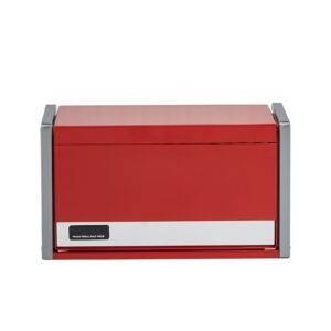 metal tool box, 8.6 inch, portable metal tool box with 3 drawers, small tool chest with eva liners and pp feet pads, heavy duty steel with ball bearing opening and powder coated finish, red