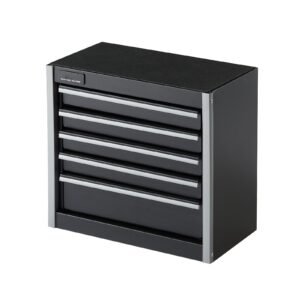 metal tool box, 8.6 inch, portable metal tool box with 5 drawers, small tool chest with eva liners and pp feet pads, heavy duty steel with ball bearing opening and powder coated finish, black