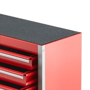 metal tool box, 8.6 inch, portable metal tool box with 5 drawers, small tool chest with eva liners and pp feet pads, heavy duty steel with ball bearing opening and powder coated finish, red