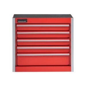 metal tool box, 8.6 inch, portable metal tool box with 5 drawers, small tool chest with eva liners and pp feet pads, heavy duty steel with ball bearing opening and powder coated finish, red