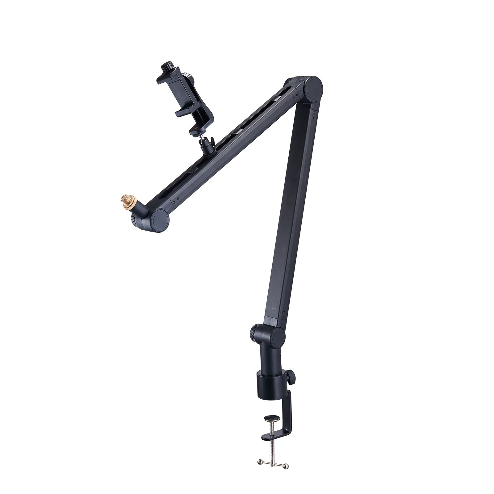 microphone boom arm with desk mount, 360° rotatable, adjustable mic stand with 3/8" to 5/8" adapter port, for recording blue yeti hyperx quadcast blue snowball shure sm7b audio technica