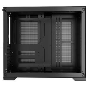 mid tower pc case, dual chamber, gaming computer case with tempered glass panels, magnetic dust filter, cable management, for gpu up to 410 mm in length, compatible with atx/m atx/itx, no fan