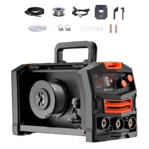 MIG Welder, 130A Synergic Mig Welding Machine, 2-in-1 Gas MIG/Gasless Flux Core MIG Multi-Process Welder Machine, 110V Portable Mig Welder with IGBT Inverter Technology & Digital Display Screen