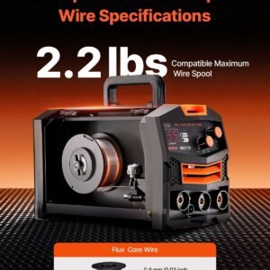 mig welder, 130amp synergic mig welding machine, 110v gasless flux core welder machine, portable mig welder with igbt inverter technology and digital display screen